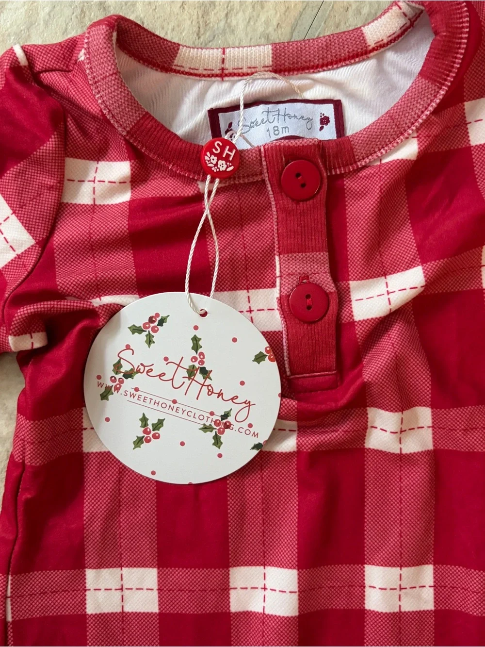 NWT SweetHoney 18M Red Buffalo Plaid Pajama Set Holiday Christmas Outfit